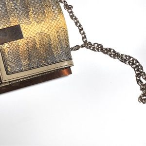 Zac Posen Python Crossbody Bag w/ Silver Chain Strap